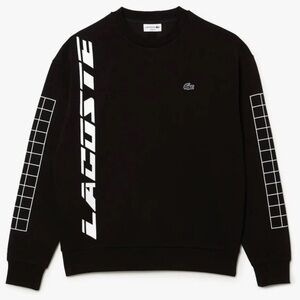 LACOSTE LOOSE FIT TWO-PLY PIQUE SWEATSHIRT (BLACK) Small